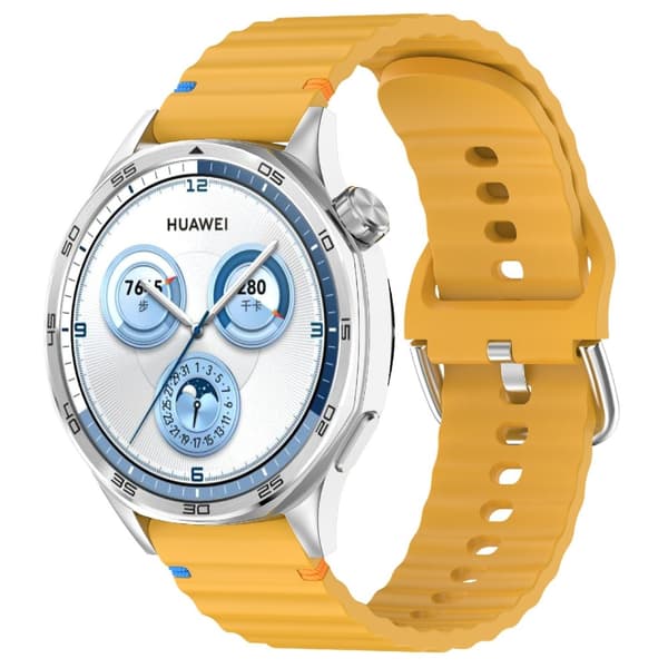 Klockarmband 20 mm Silikon Wave Design Gul