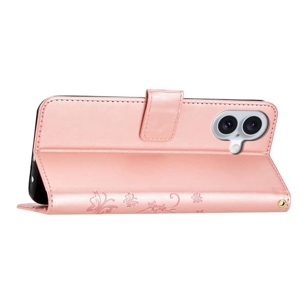iPhone 17 Fodral Med Blommigt Tryck Roséguld