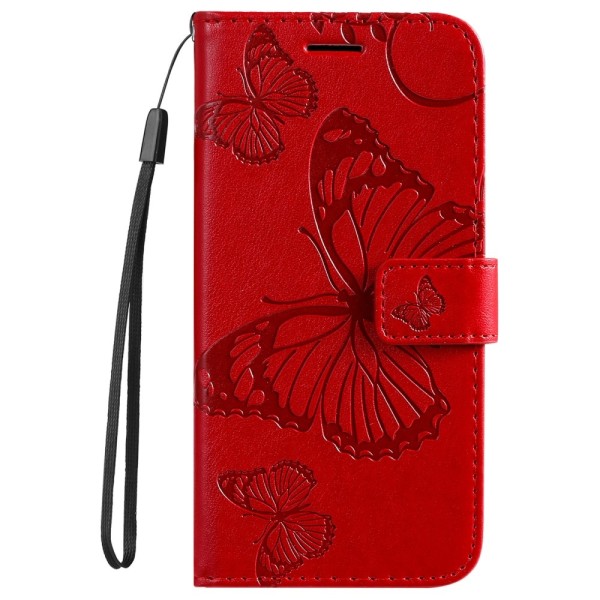 Samsung Galaxy S23 FE Fodral Tryckta Fjärilar Röd
