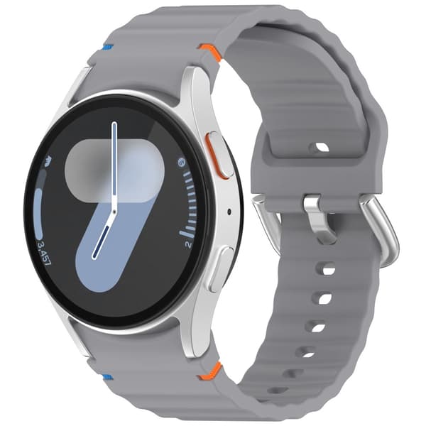 Galaxy Watch 5/5 Pro/6/7/FE Armband Silikon Wave Design Grå