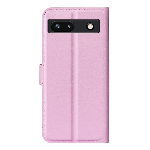 Google Pixel 7A Fodral Litchi Textur Läder Ljus Rosa