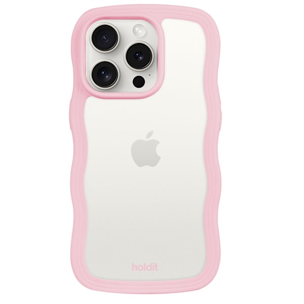 holdit iPhone 15 Pro Max Skal Wavy Pink Transparent