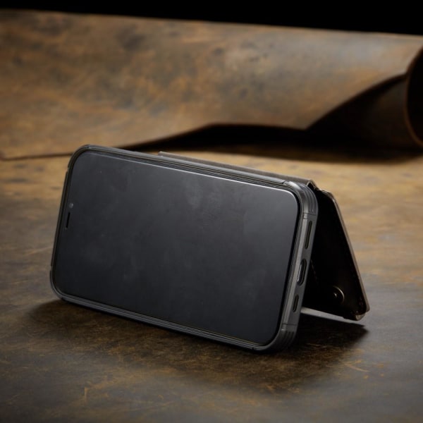 iPhone 12 / 12 Pro - CASEME Skal med Plånboksfunktion - Svart Black Svart