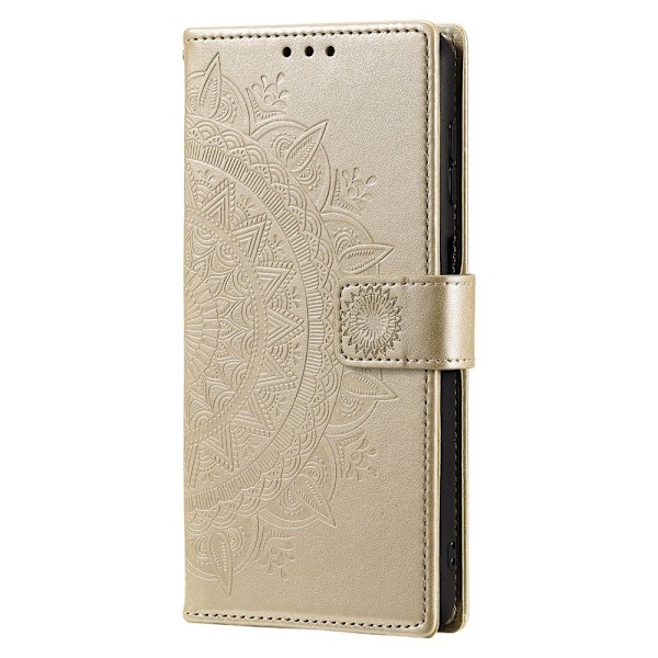 Samsung Galaxy A54 5G Fodral Mandala Läder Guld