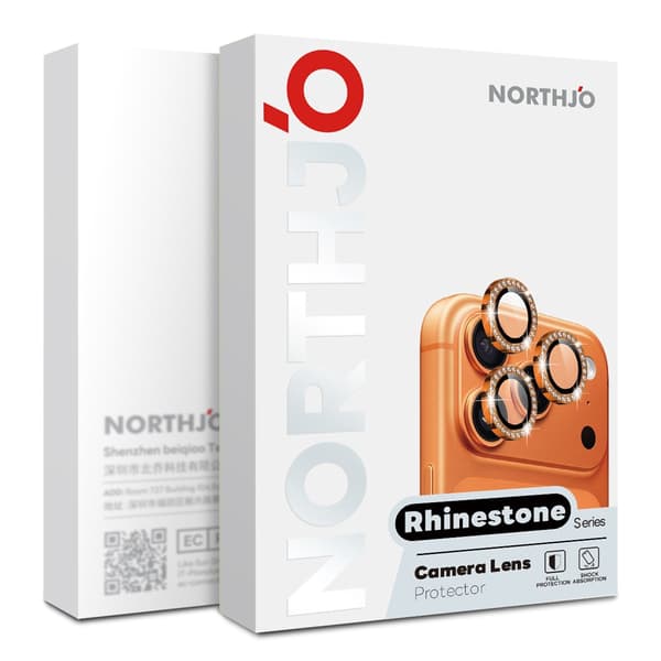 NORTHJO iPhone 18 Pro/18 Pro Max Linsskydd Strass Svart