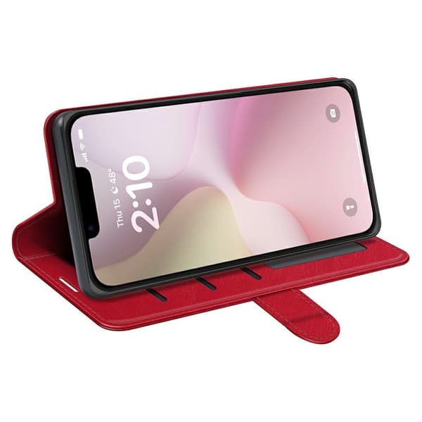 iPhone 17e / 16e Fodral Crazy Horse Läder Röd