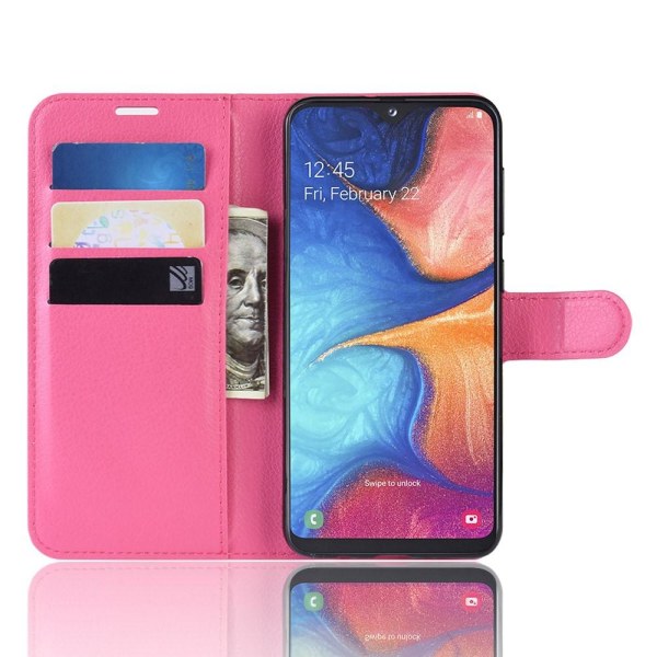 Samsung Galaxy A20e - Litchi Plånboksfodral - Rosa Pink Rosa