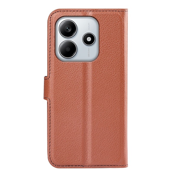 Xiaomi Redmi Note 14 4G Fodral Litchi Läder Brun