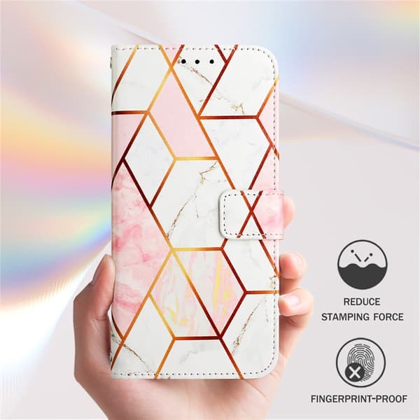 Sony Xperia 1 VII Fodral Läder Marmor Rosa / Vit