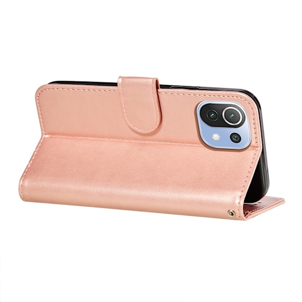 Xiaomi Mi 11 Lite - Solid Läder Fodral - Roséguld Roséguld