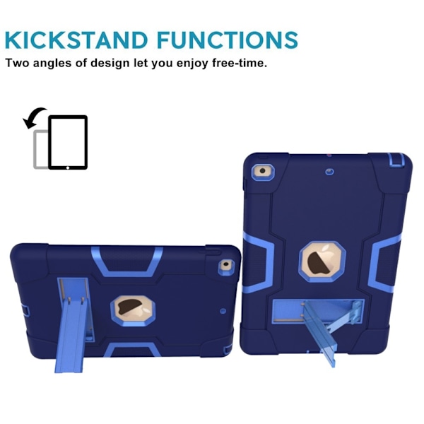iPad 10.2 2019/2020/2021 Shockproof Hybrid Skal Med Kickstand Mörk Blå/Blå Mörk Blå/Blå