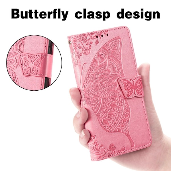 Samsung Galaxy S22 Ultra Fodral Tryckt Fjäril Rosa