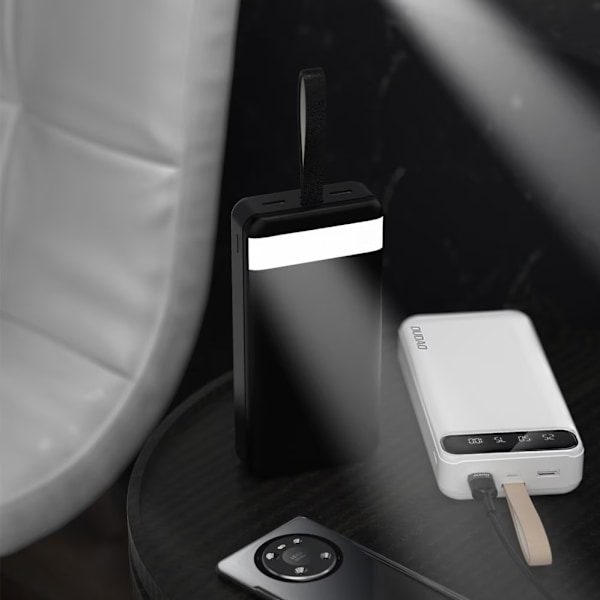 Dudao 30000 mAh Power Bank 3x USB med LED-display - Vit