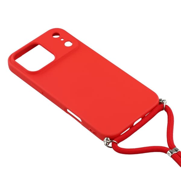 iPhone 17 Pro Skal Med Mobilsnöre TPU Röd