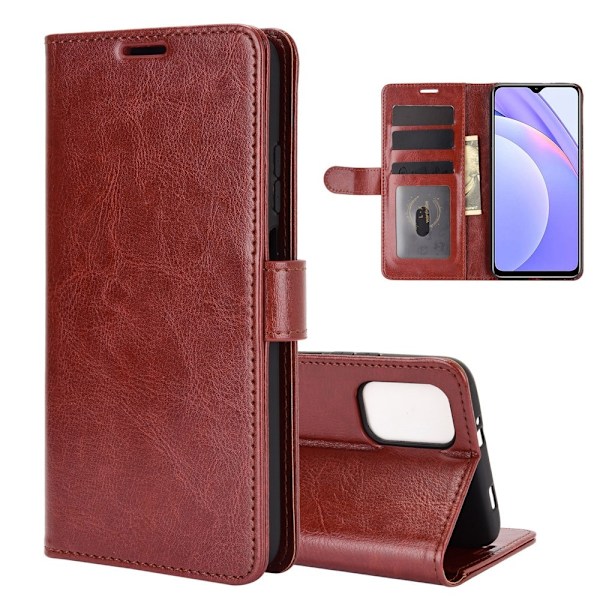 Xiaomi Redmi 9T - Crazy Horse Läder Fodral - Brun Brown Brun