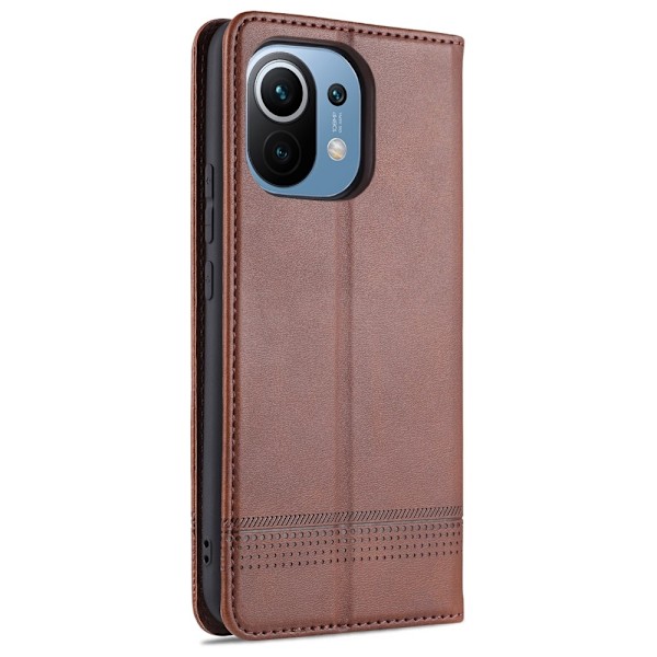 Xiaomi Mi 11 - AZNS Läder Flip Fodral - Brun Brown Brun