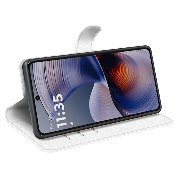 Motorola Moto G55 5G Fodral Litchi Läder Vit