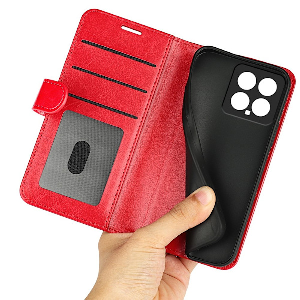 Xiaomi 14 Fodral Crazy Horse Läder Röd