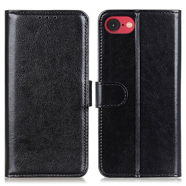 iPhone 16e Fodral Crazy Horse Läder Svart