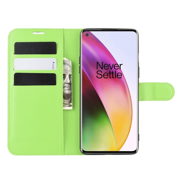 OnePlus 8 - Litchi Plånboksfodral - Grön Grön