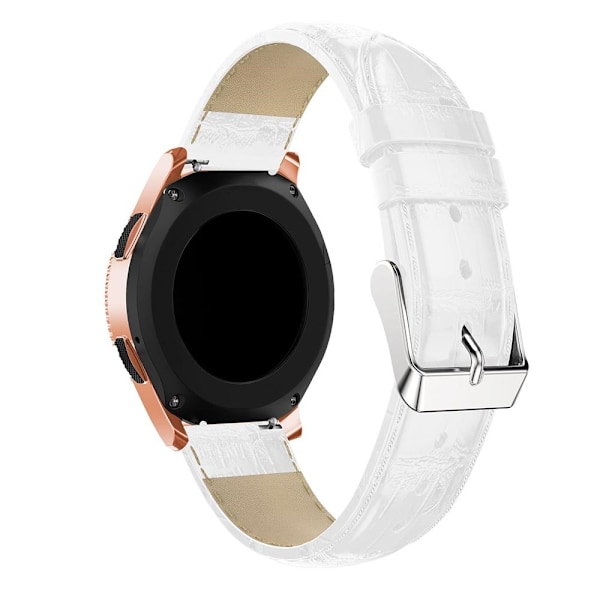 Äkta Läder Armband Krokodil Textur (20mm) - Vit White Vit