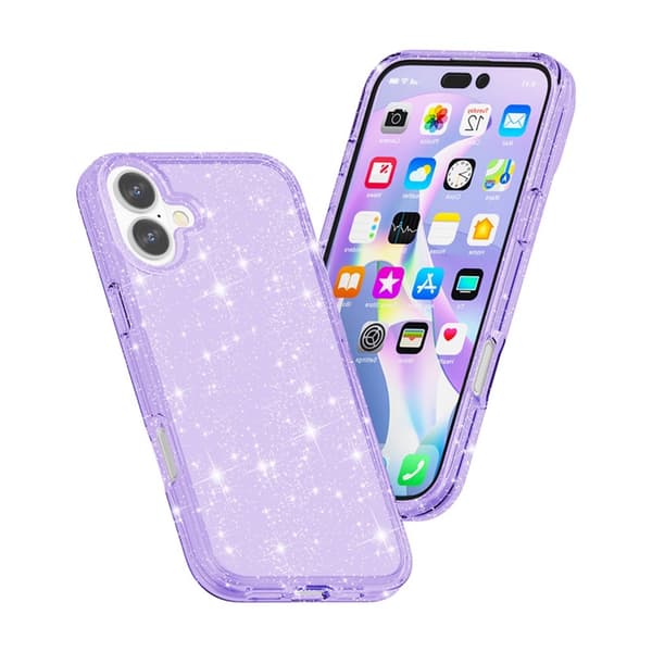 iPhone 17 Skal Hybrid Glitter Lila