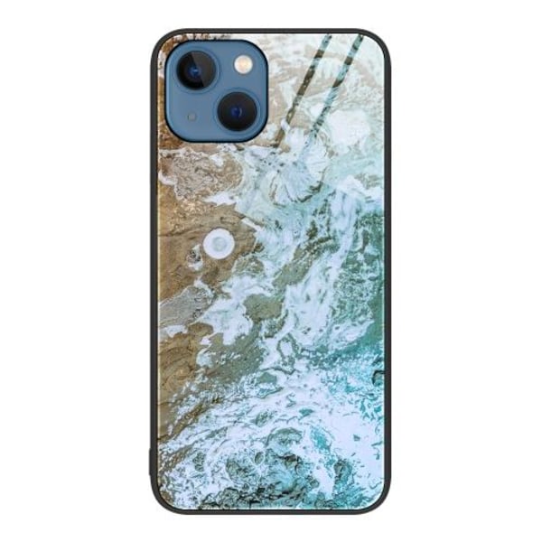 iPhone 14 Plus Skal Marmor Härdat Glas Beach