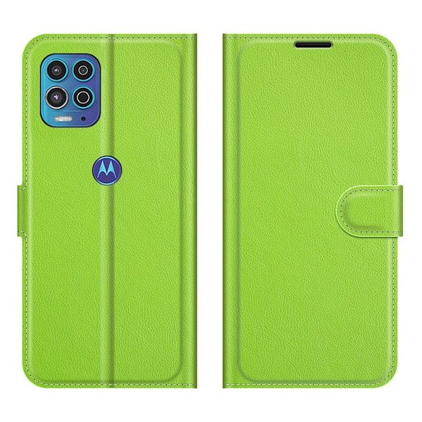 Motorola Moto G100 - Litchi Läder Fodral - Grön Green Grön