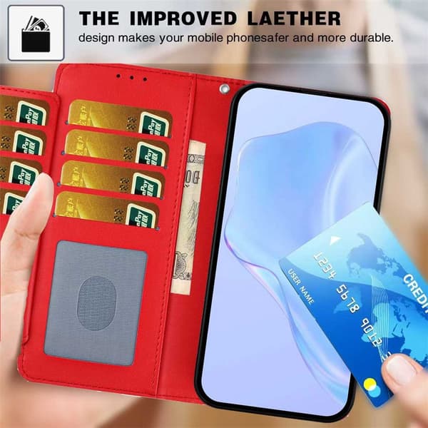 Honor 400 Lite Plånboksfodral Läder Röd