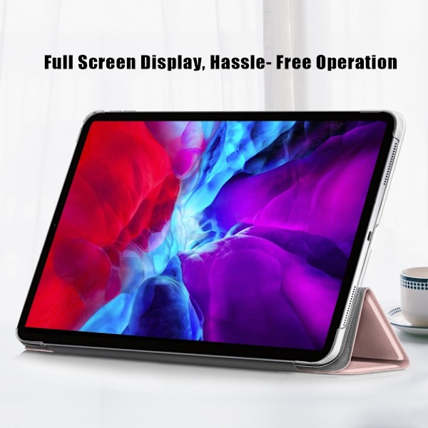 iPad Pro 12.9 (2018/2020/2021) - Tri-Fold Läder Fodral - Roséguld Roséguld