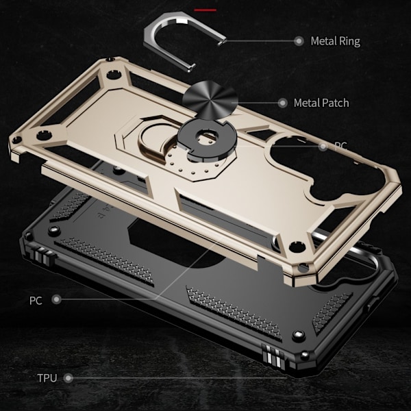 Samsung Galaxy S24 Skal Hybrid Armor Ring Guld