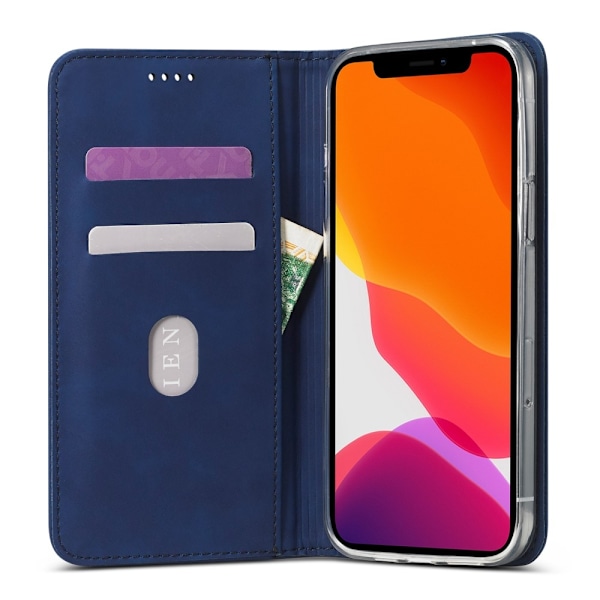 iPhone 12 Pro Max - LC.IMEEKE Läder Flip Fodral - Blå Blue Blå