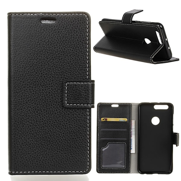 Huawei Honor View 20 - Plånboksfodral Litchi - Svart Black Svart