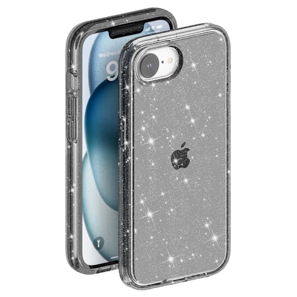 iPhone 16e Skal Glitter Shockproof Svart