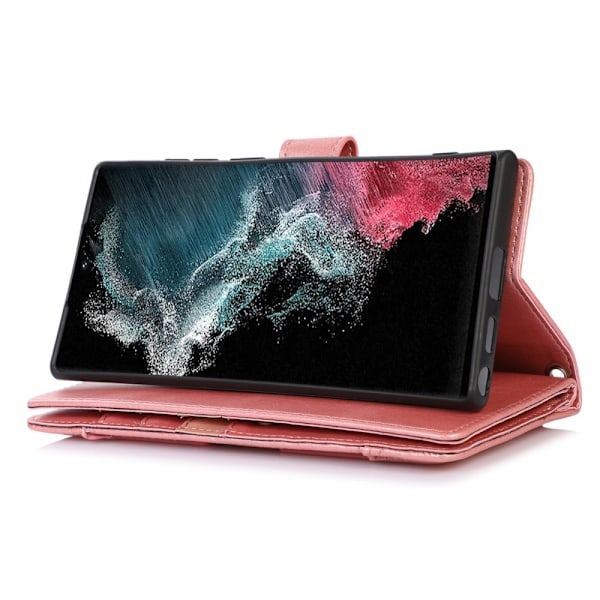 Galaxy S23 Ultra Fodral Multifunktionell Split Läder Roséguld