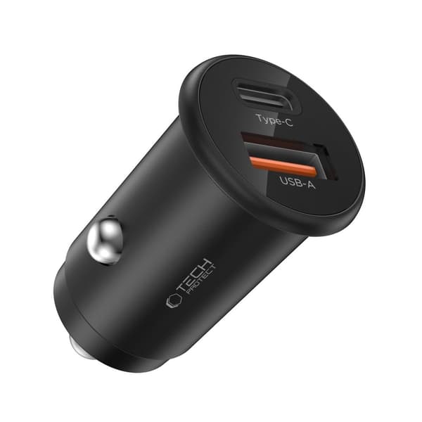 Tech-Protect 35W PD QC USB-C / USB-A Billddare Svart