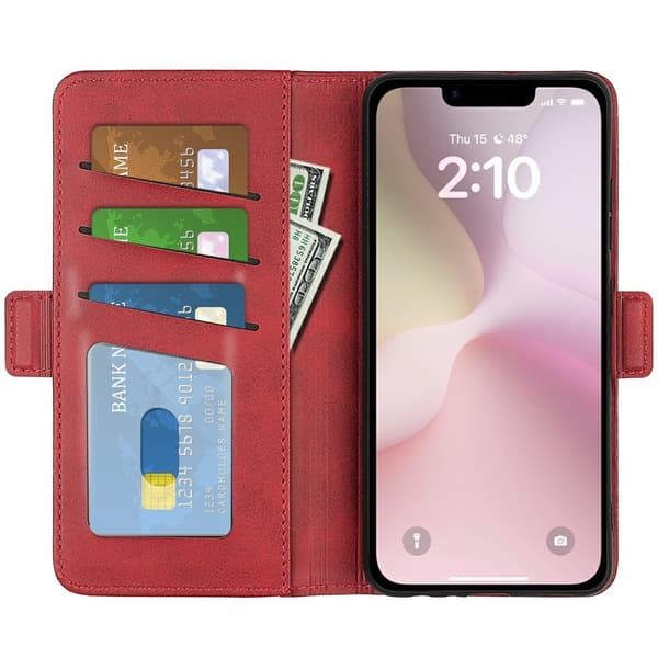 iPhone 17e / 16e Fodral Läder Röd