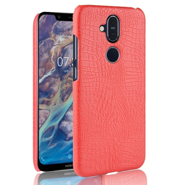 Nokia 8.1 - Krokodil Mönster Skal - Röd Red Röd