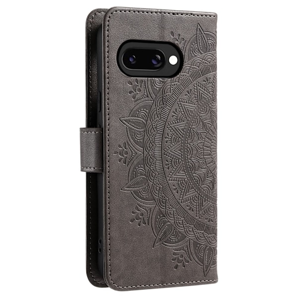 Google Pixel 9a Fodral Mandala Läder Grå
