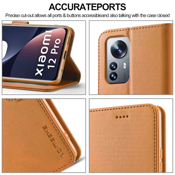 LC.IMEEKE Xiaomi 12 Pro Fodral Läder Brun