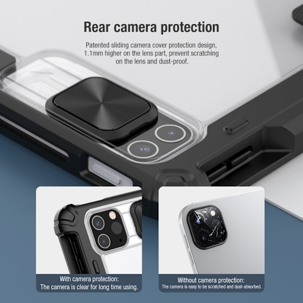 iPad Pro 12.9 (2020/2021) - NILLKIN CamShield Shockproof Tri-Fold Fodral - Svart Svart