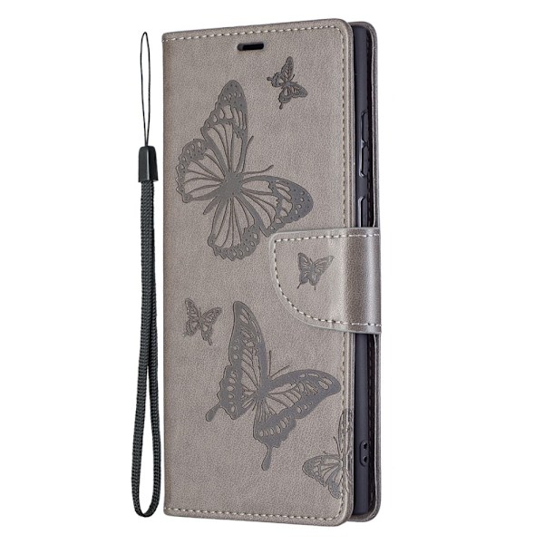 Samsung Galaxy S22 Ultra Fodral Butterfly Grå