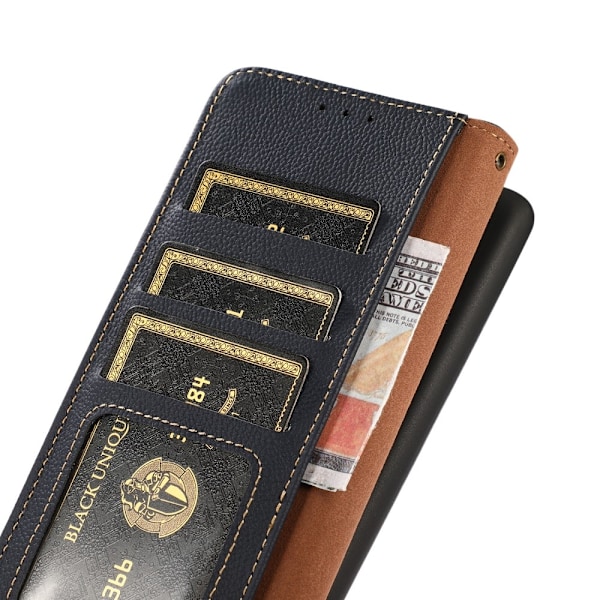 KHAZNEH Galaxy S25 Plus / S24 Plus Fodral Äkta Läder RFID Blå
