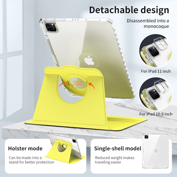 iPad Pro 11 2024 Fodral Hybrid Rotation Pennhållare Gul