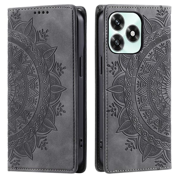 Honor X5c Plus Fodral Flip Mandala Läder Grå