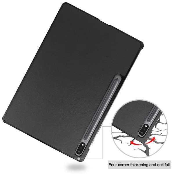 Samsung Galaxy Tab S7 FE / S7 Plus / S8 Plus Fodral Tri-Fold Svart Svart