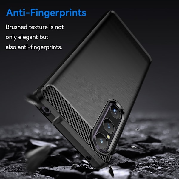 Sony Xperia 1 V Skal Borstad Stål Textur Svart