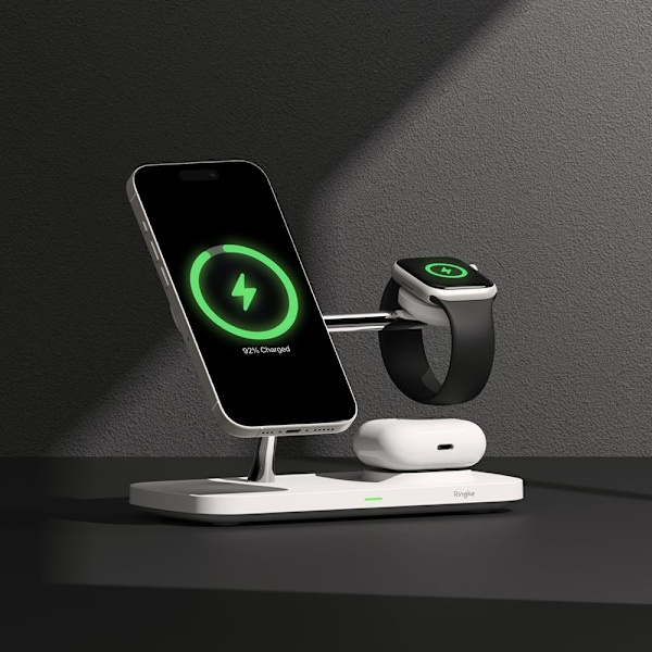 Ringke Qi2 3in1 Trådlös Magnetisk MagSafe Laddare Vit