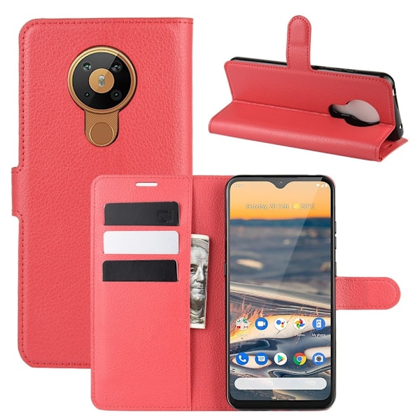 Nokia 5.3 - Litchi Plånboksfodral - Röd Red Röd