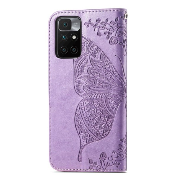 Xiaomi Redmi 10 Fodral Butterfly Läder Ljus Lila